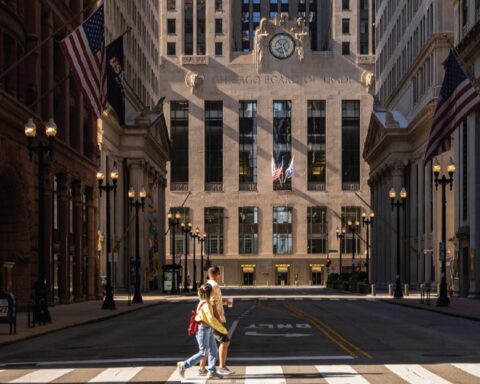 a look down the street of a reimagined LaSalle Street