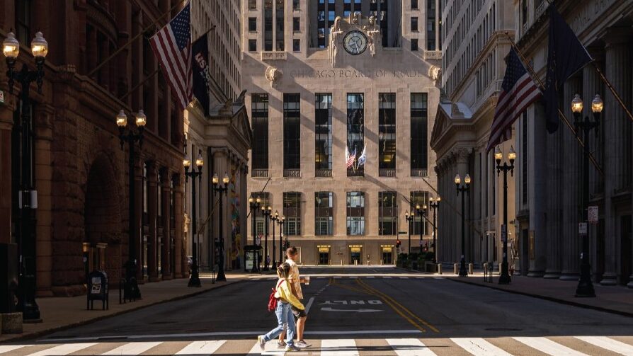a look down the street of a reimagined LaSalle Street