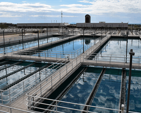 A camera provides a bird's eye view of Scottsdale's water treatment systems.
