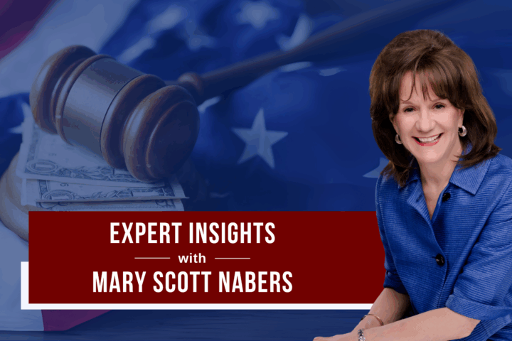 Mary Scott Nabers is imposed over a gavel and American flag for this week's column.