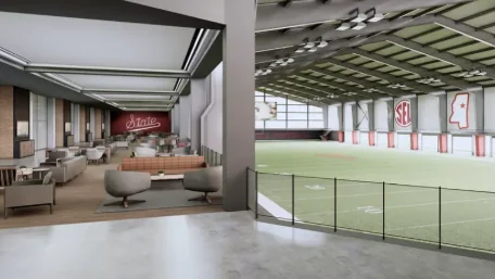 rendering of mississippi state's planned indoor practice facility