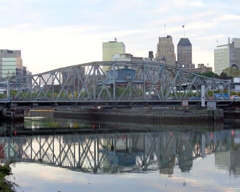 Bridge Street Bridge over Passaic River Downtown Newark