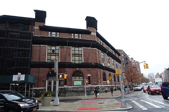 The Tony Dapolito Recreation Center under renovation, next to James J. Walker Park at the northwest corner of Carmine Street
