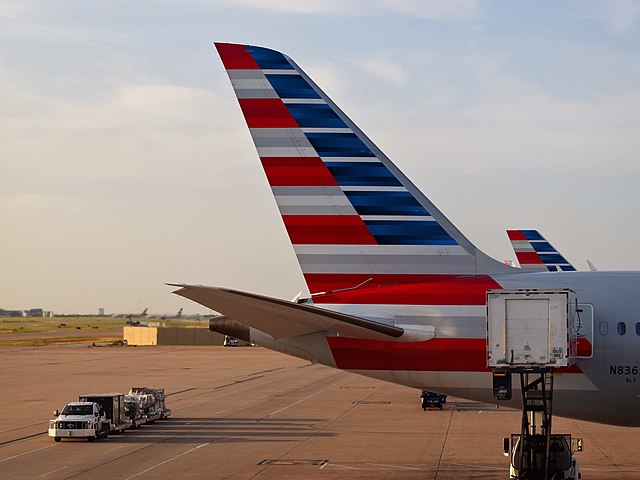 Airplane tail wing at airport