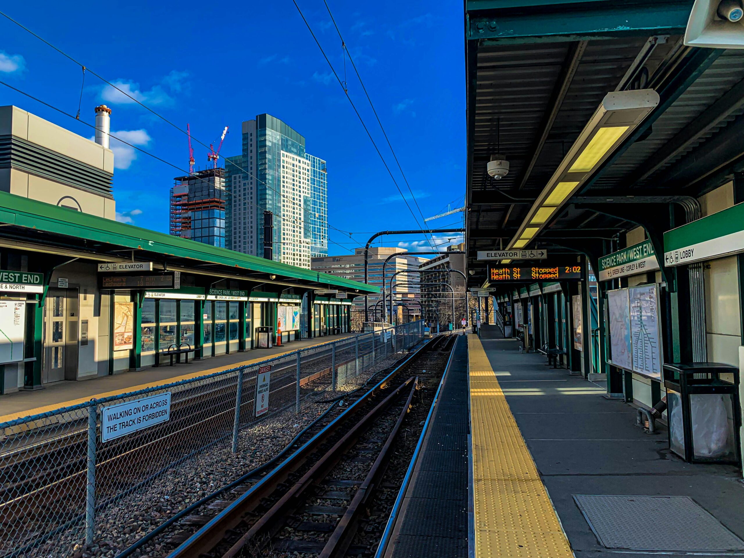 An MBTA train station in Boston, Massachusetts.