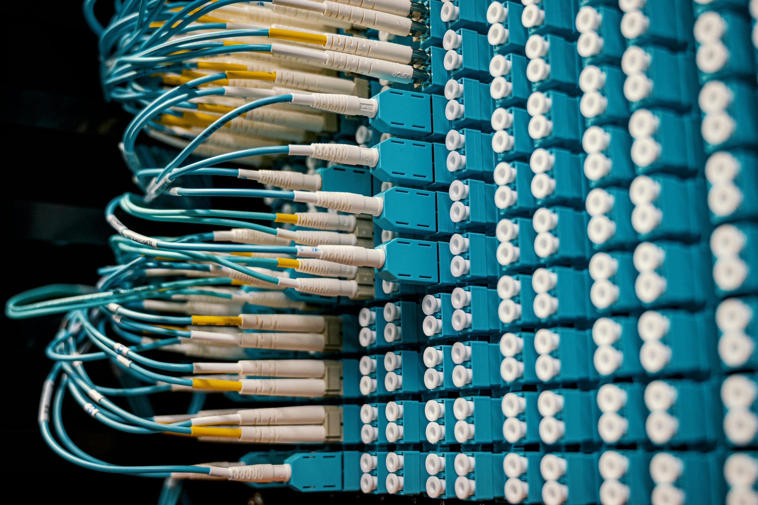 Network cables connect to a data machine.