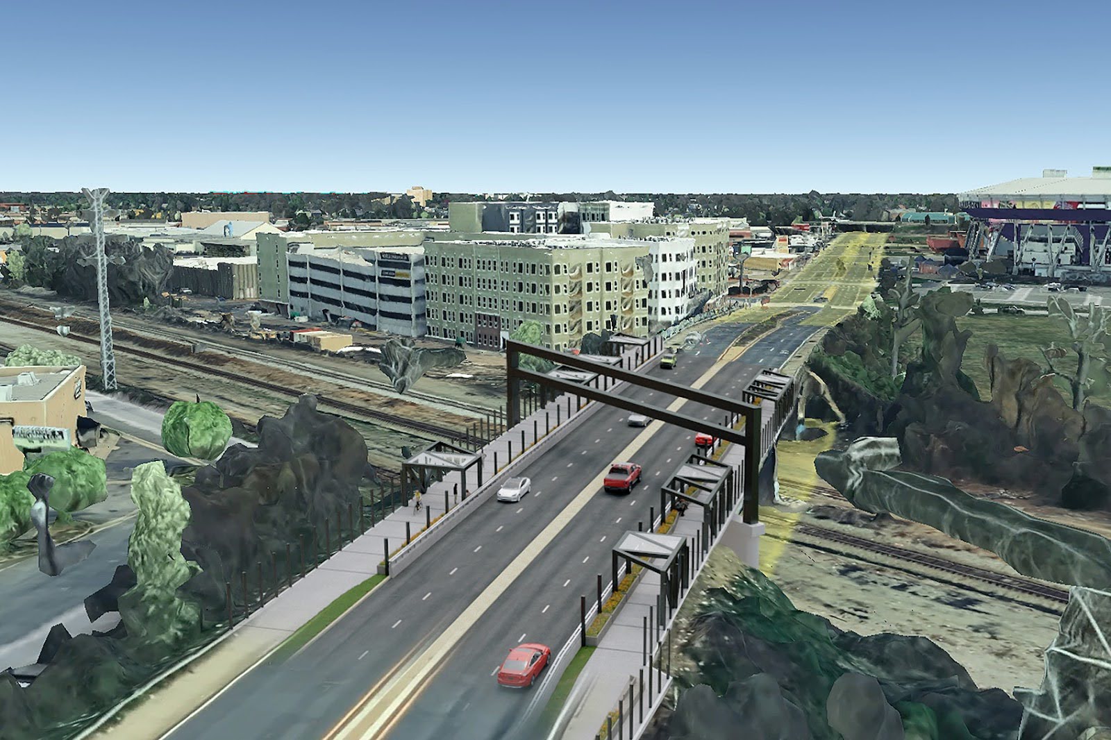 The rendering depicts a revitalized Arthur Ashe Bridge in Richmond, Virginia.