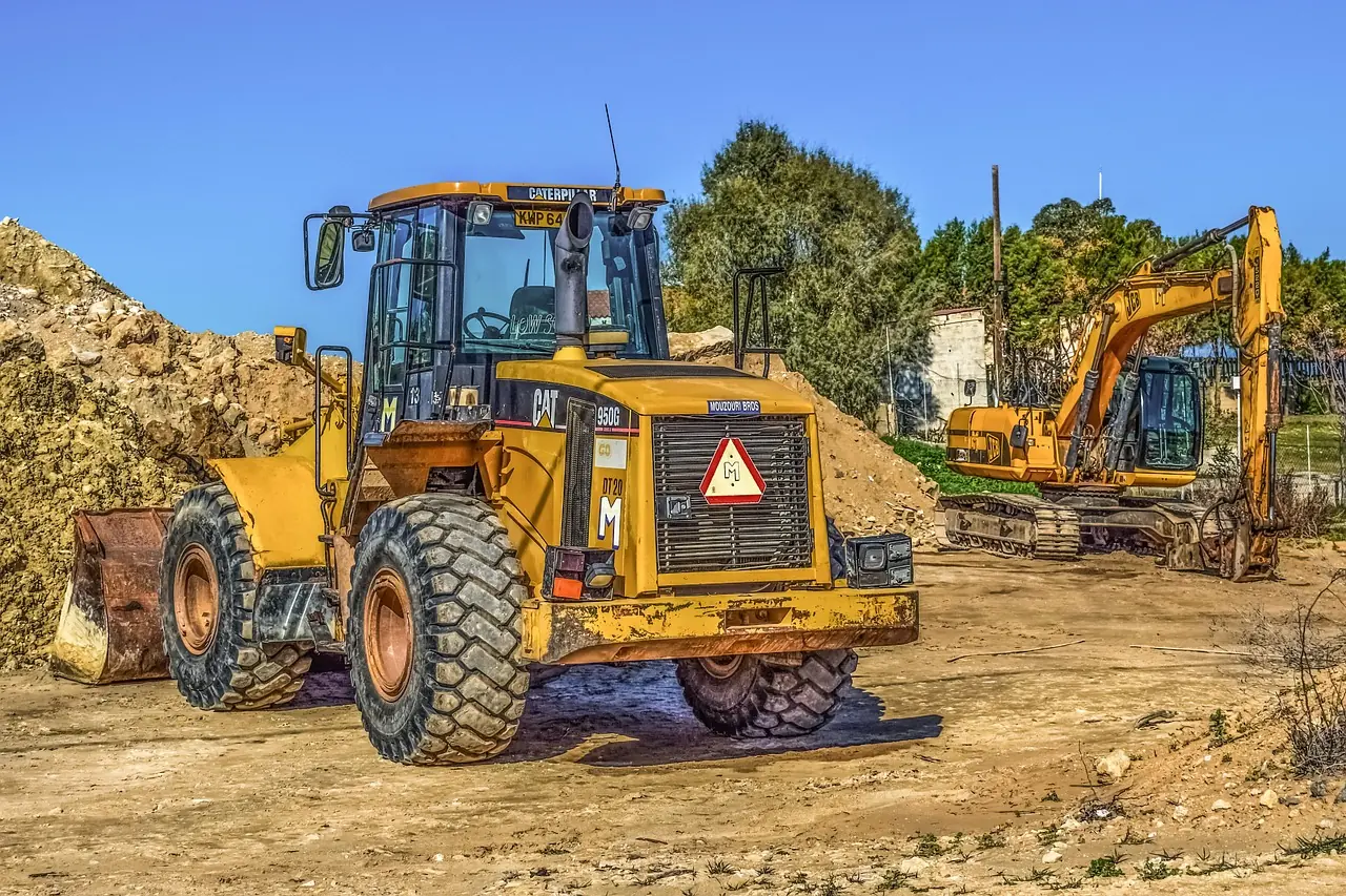 A bulldozer on a construction site.