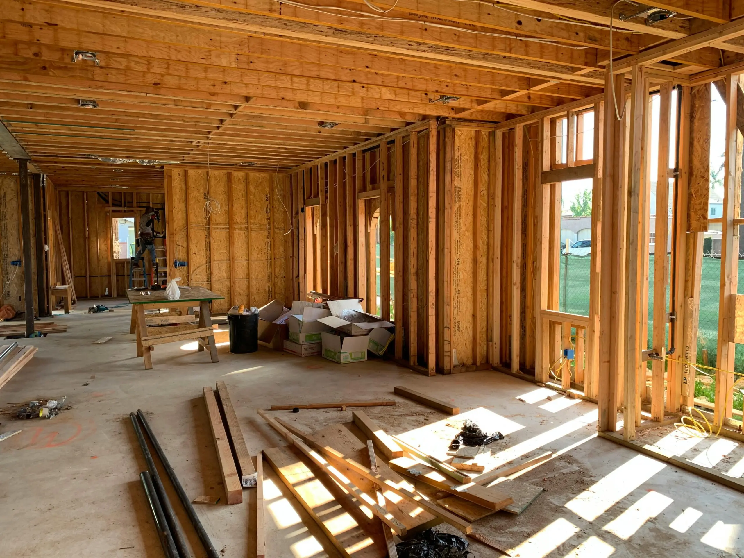 The interior of a house under construction.