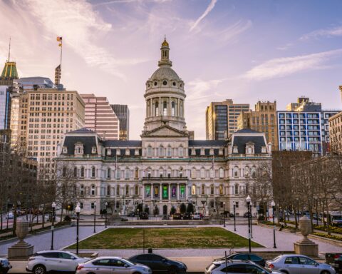 The Baltimore City Hall in Baltimore, Maryland.
