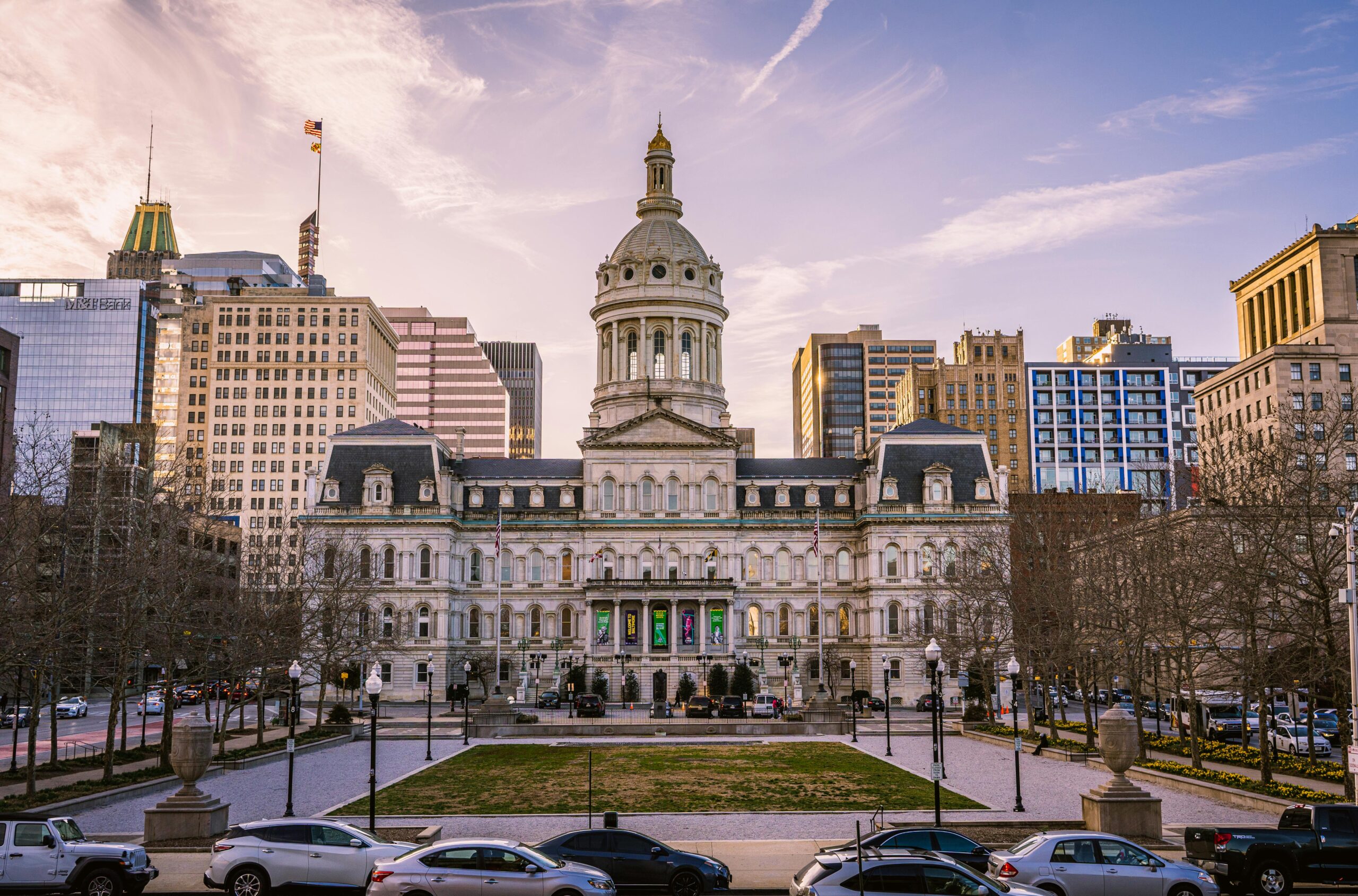The Baltimore City Hall in Baltimore, Maryland.