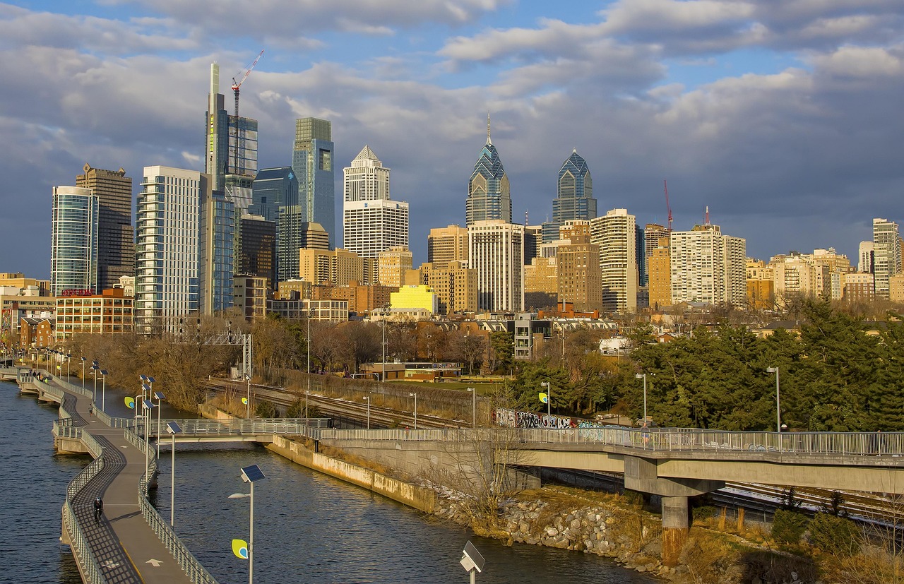 The Philadelphia skyline from the water.