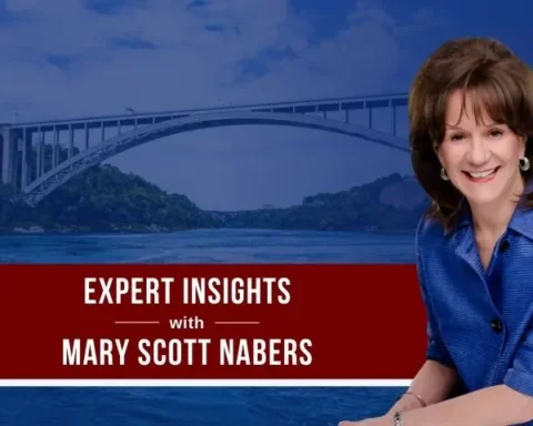 Mary Scott Nabers before a bridge for her weekly public market insight.