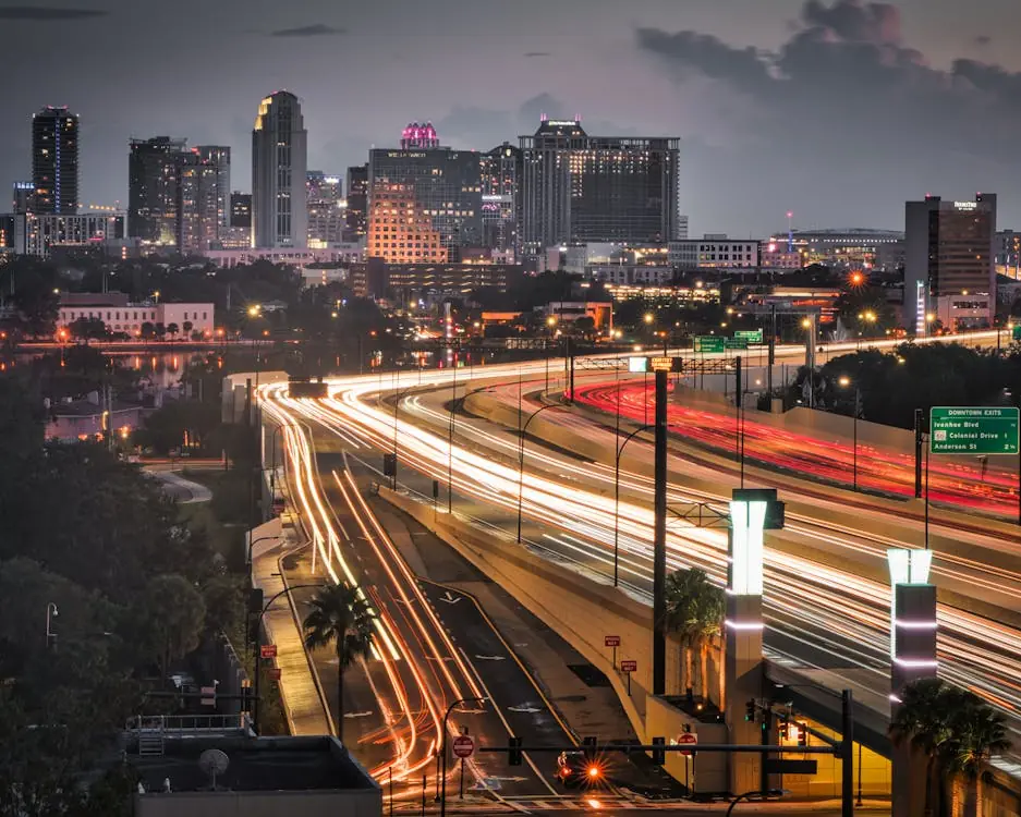 A time lapse of an interstate in Orlando, Florida.