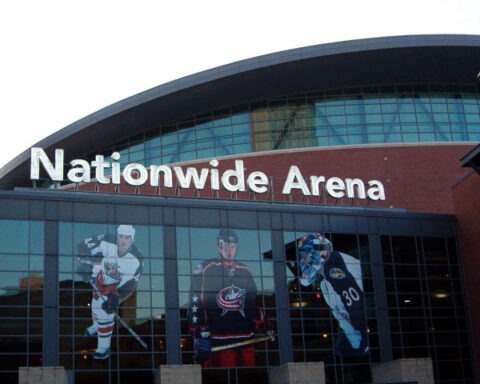 The entrance of Nationwide Arena in Columbus, Ohio.