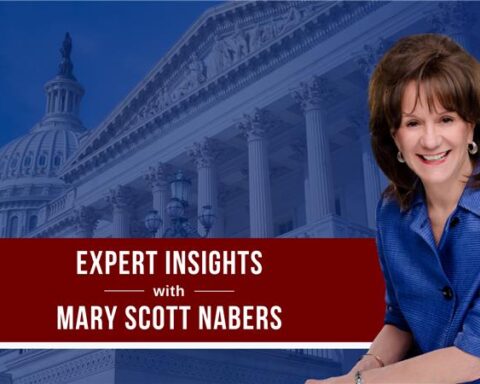 Mary Scott Nabers before a government building in this week's insight about the Big Beautiful Bill, which is now in Congress.