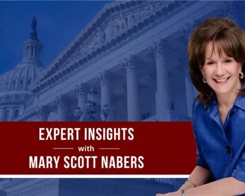 Mary Scott Nabers before a government building in this week's insight about the Big Beautiful Bill, which is now in Congress.