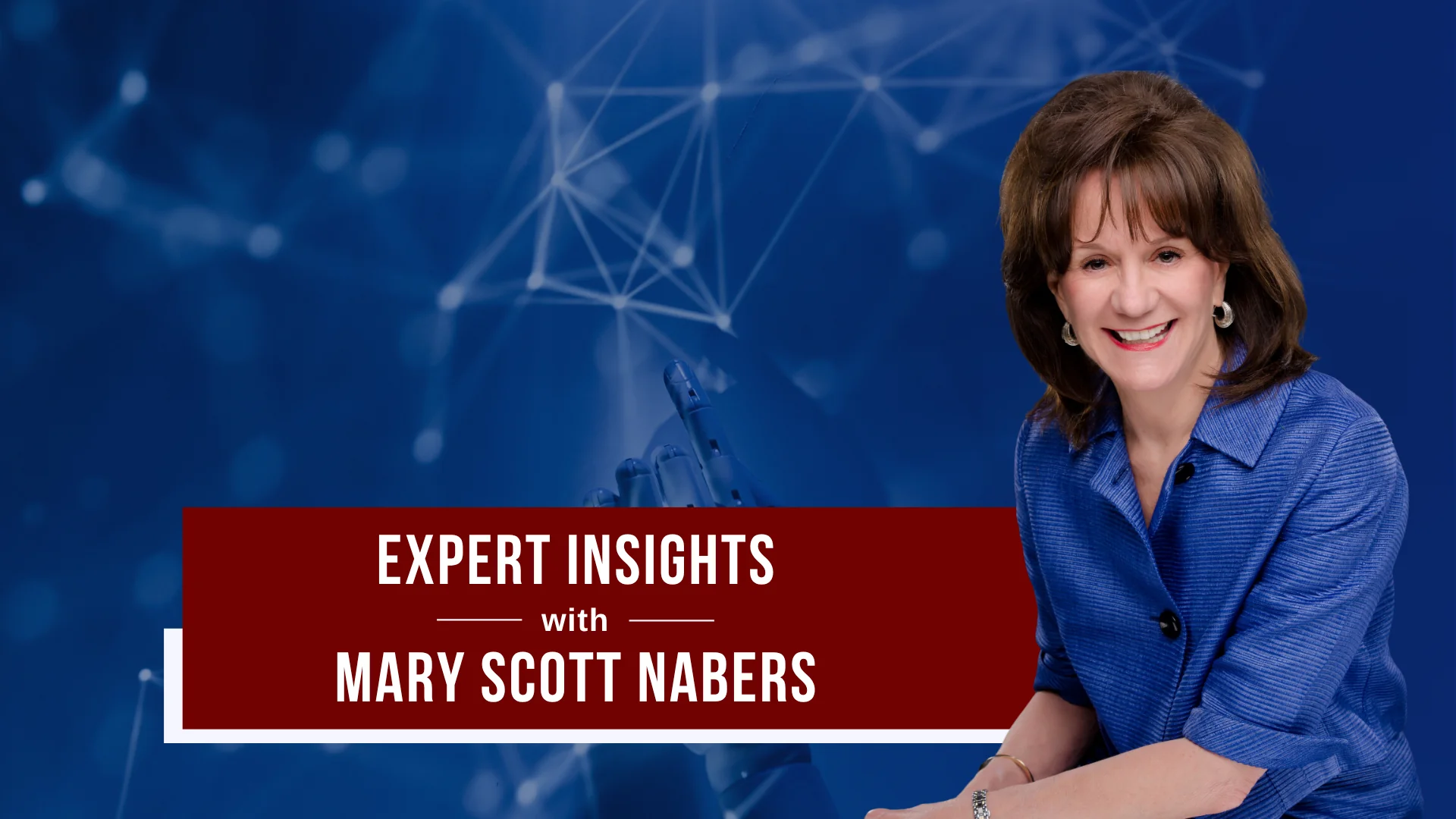 Mary Scott Nabers before a digitized, blue background for her weekly column.