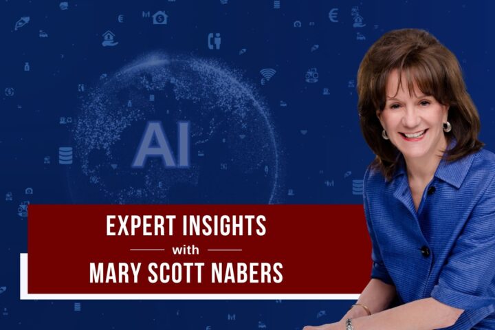 Mary Scott Nabers before an image depicting artificial intelligence for her weekly column.