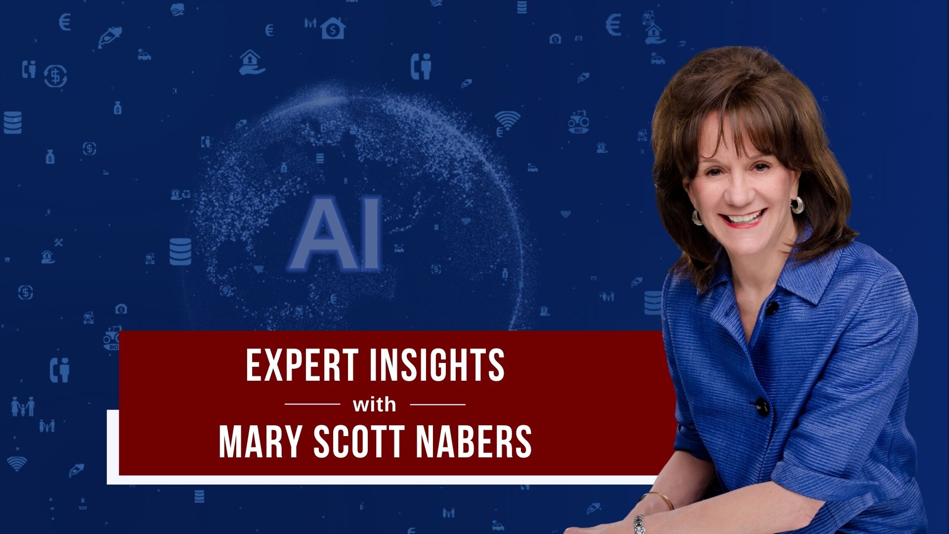 Mary Scott Nabers before an image depicting artificial intelligence for her weekly column.
