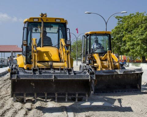 Two construction vehicles.