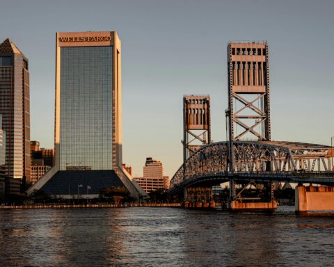 Jacksonville's skyline as photographed from across the river in Florida.
