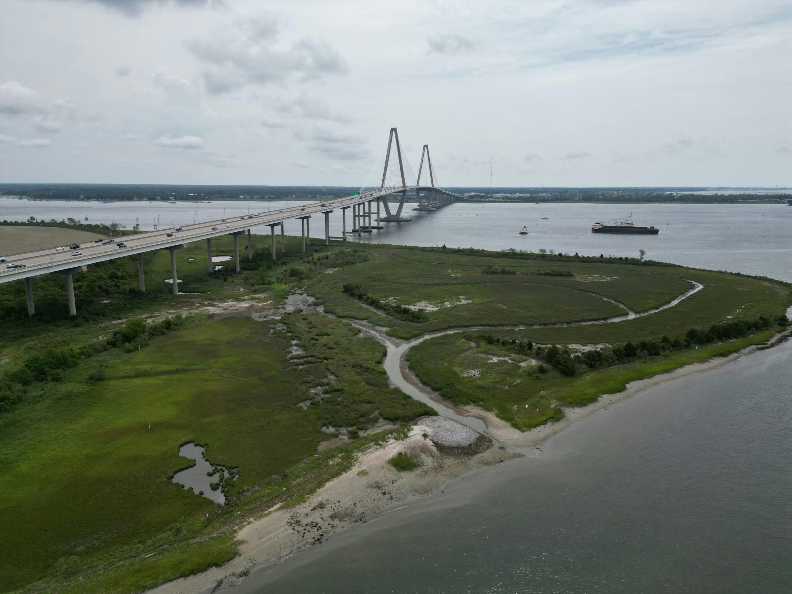 A bridge in South Carolina spans a river.