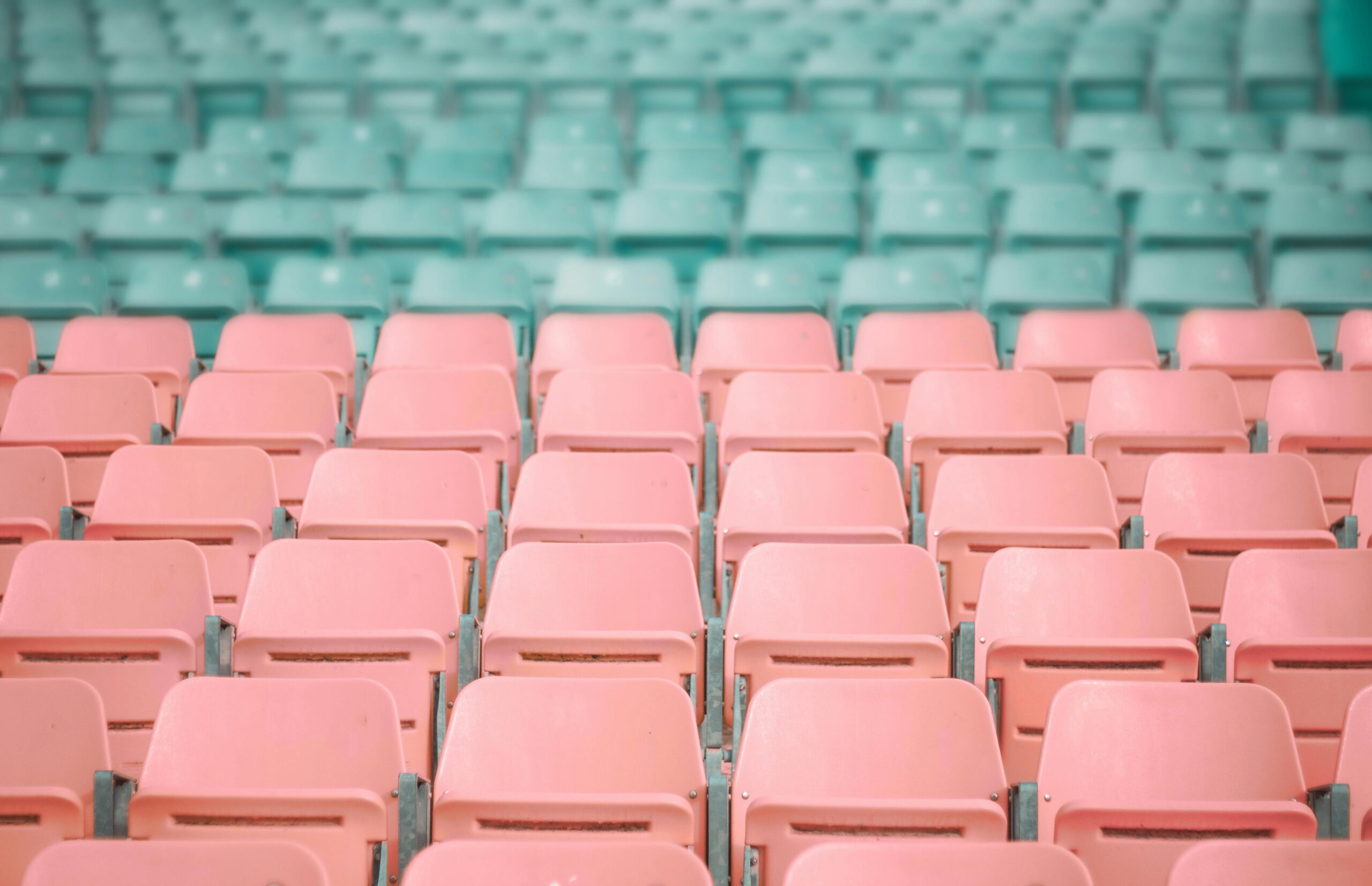 Green and red stadium seats.