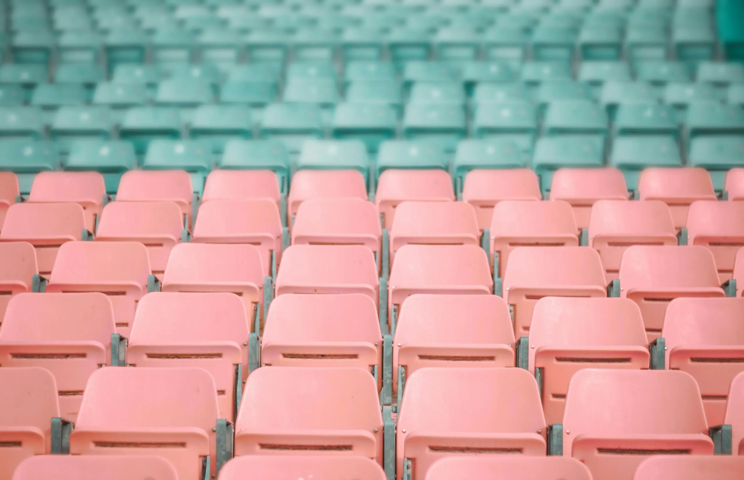 Green and red stadium seats.