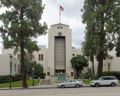 The city hall building in Burbank, California.