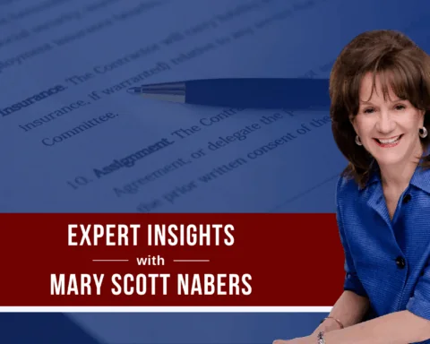 Mary Scott Nabers before an unfiled contract for her weekly column.