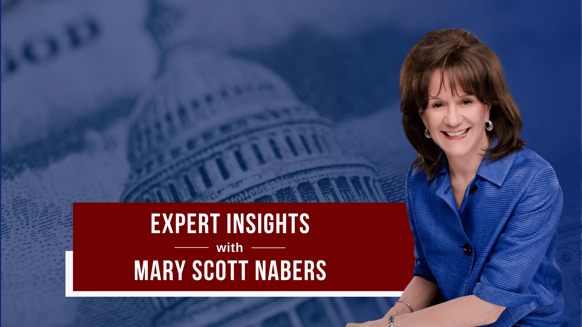 Mary Scott Nabers before the White House on a dollar bill for her weekly column.