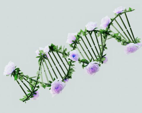 A digitized strain of DNA depicting artificial intelligence and medical science.