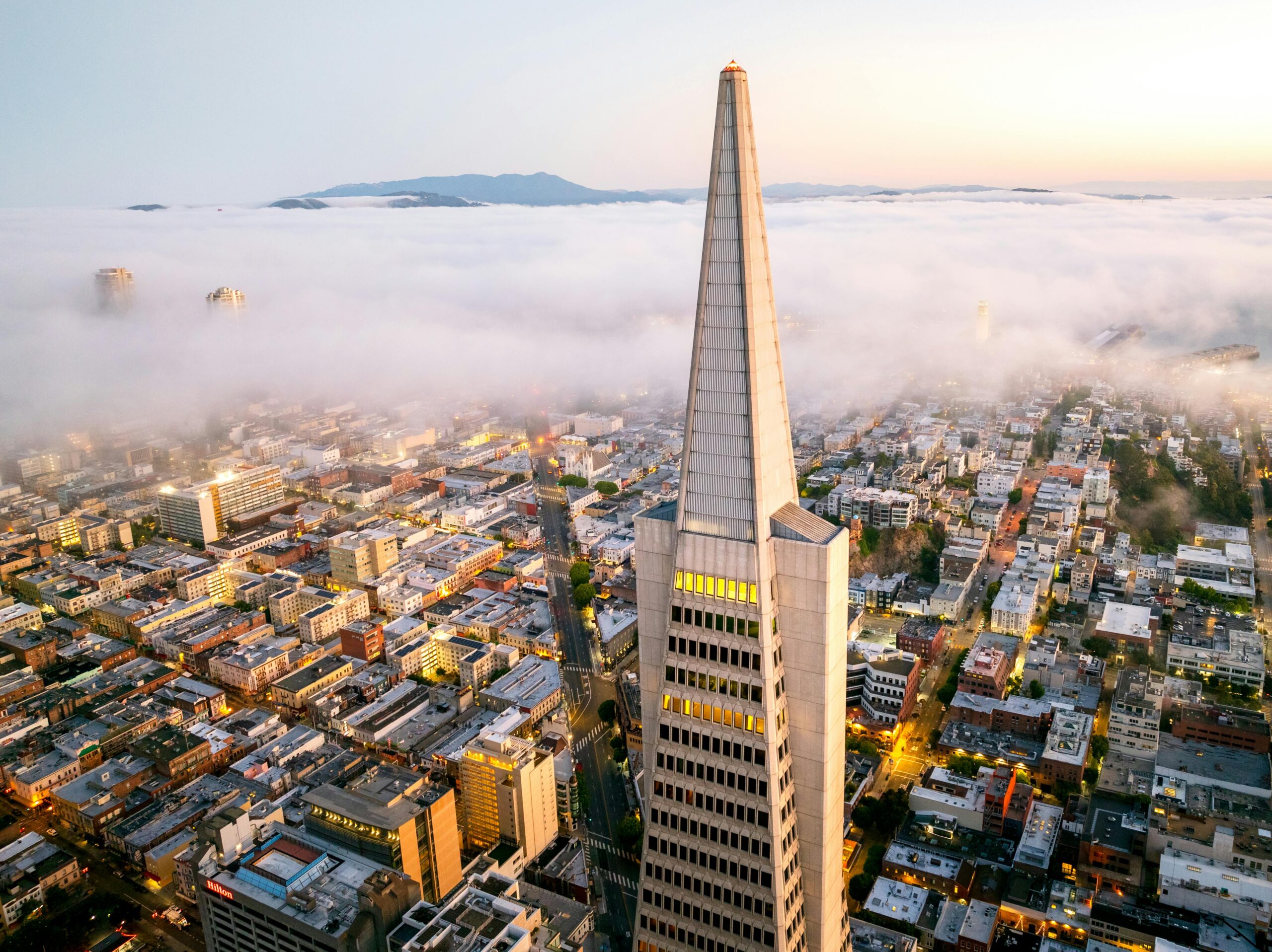 An aerial view of the San Francisco skyline in California.