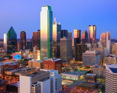 The Dallas city skyline.