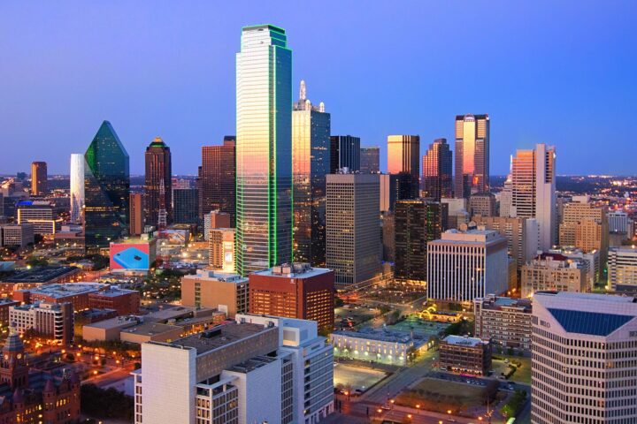 The Dallas city skyline.