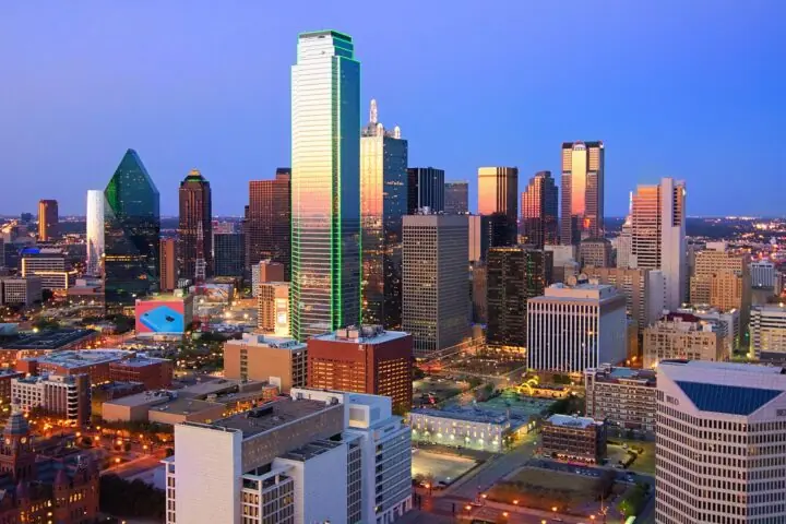 The Dallas city skyline.