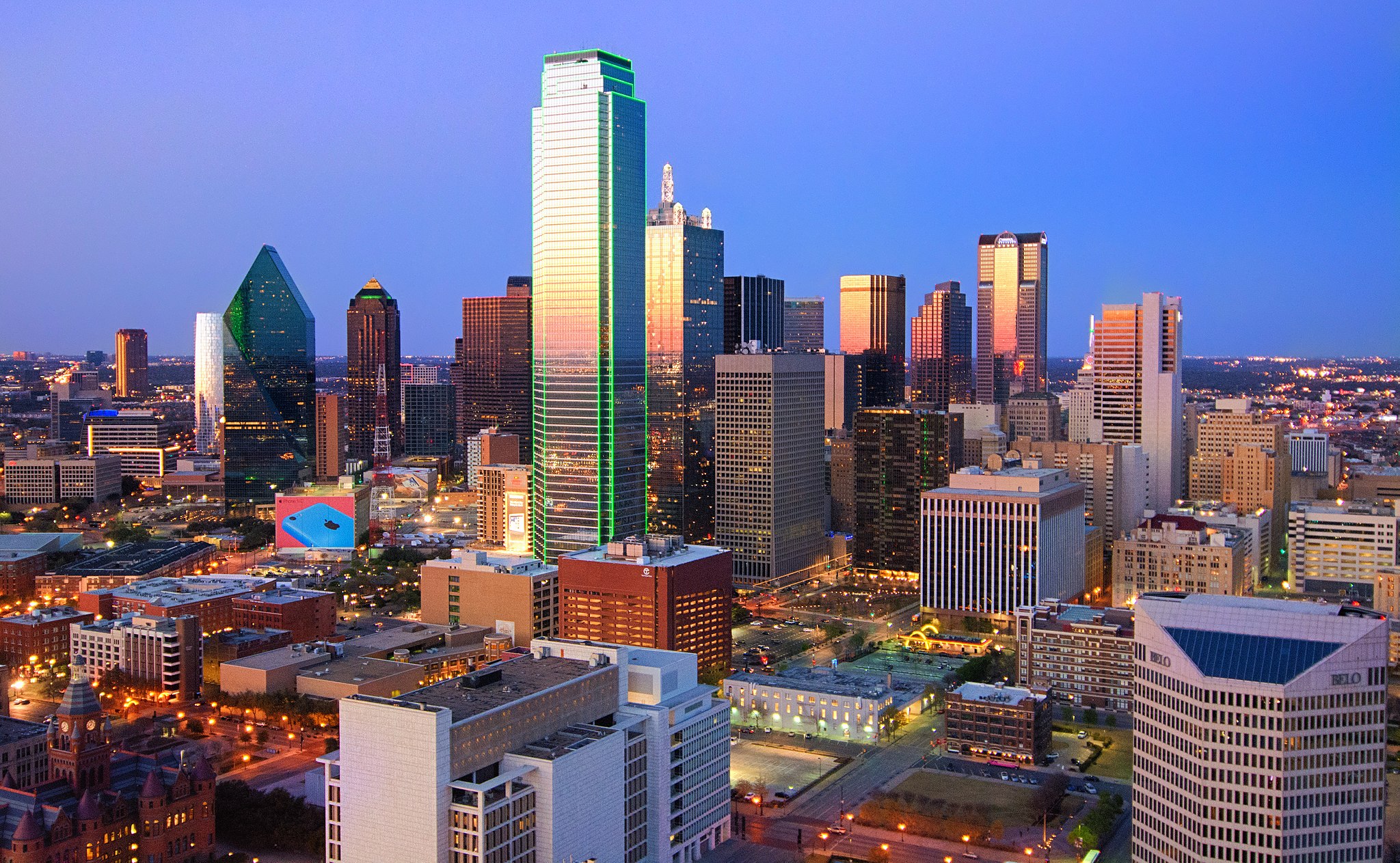 The Dallas city skyline.