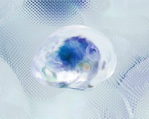 A digitized brain depicted artificial intelligence or AI.