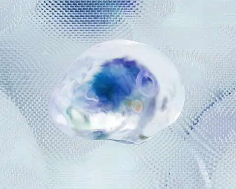 A digitized brain depicted artificial intelligence or AI.