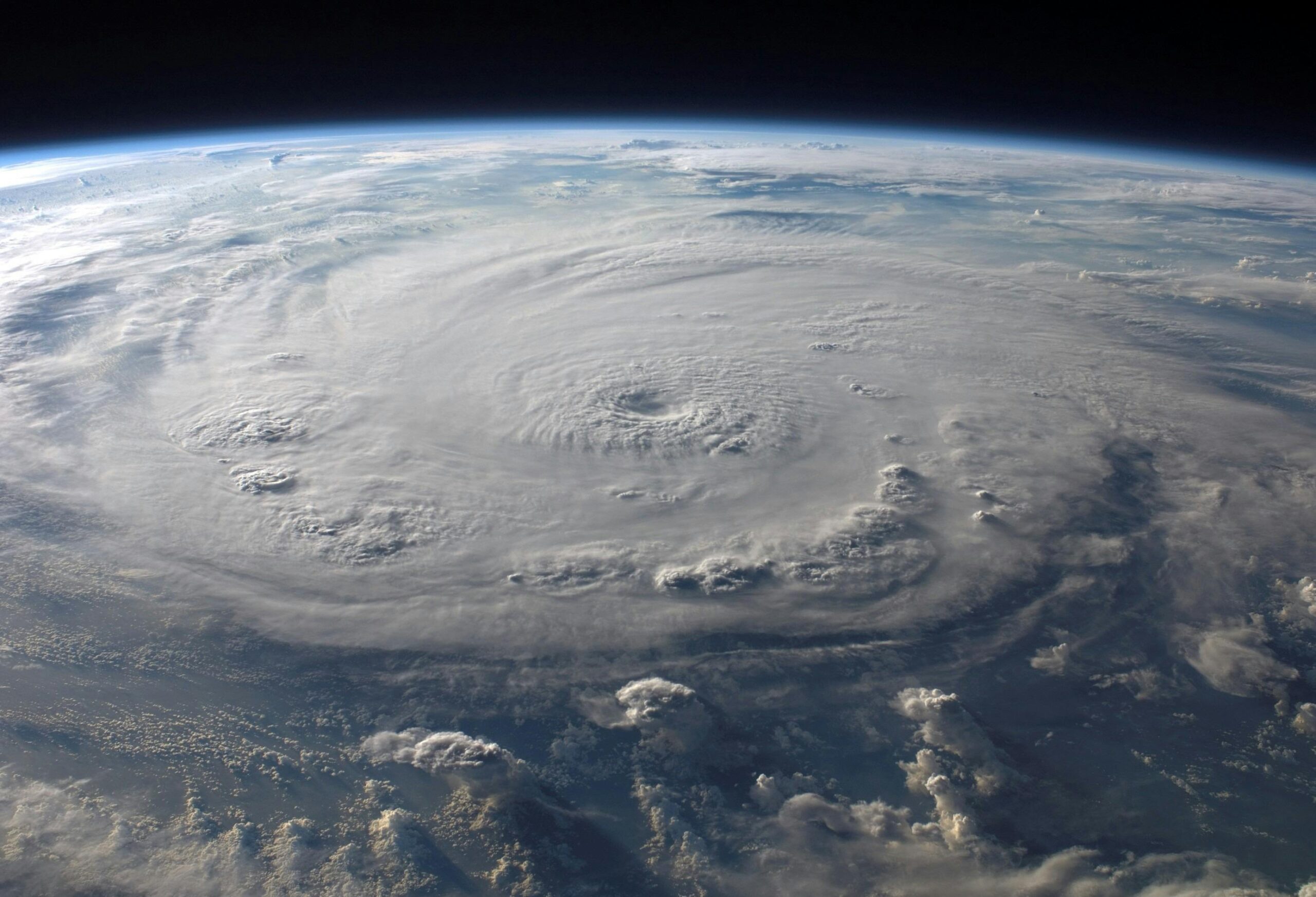 A hurricane from a satellite.
