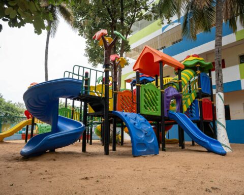 A playground on a school site.