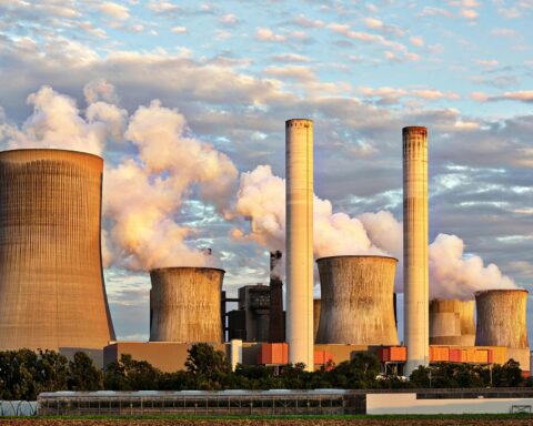 A nuclear power plant from a distance.