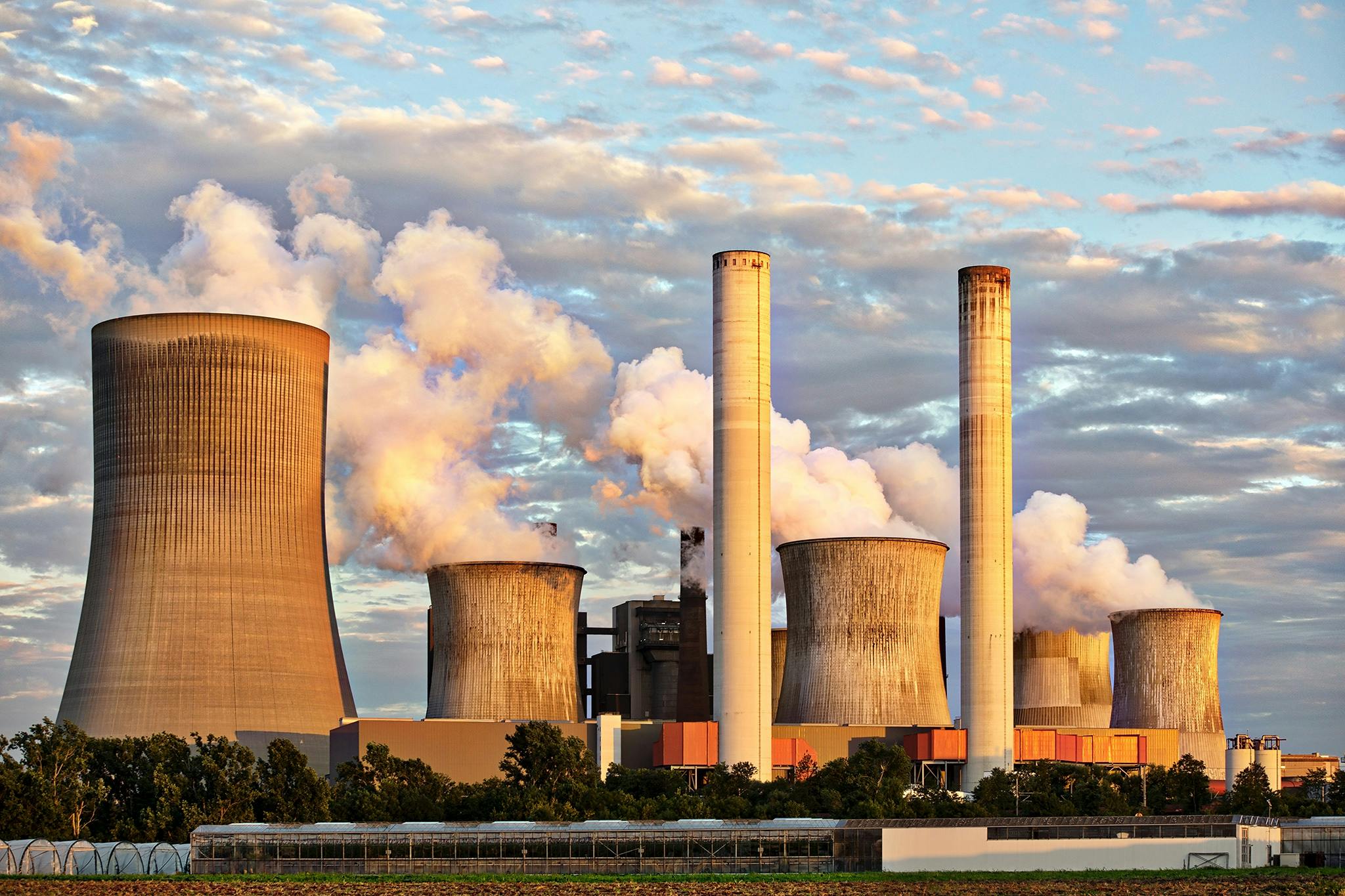 A nuclear power plant from a distance.
