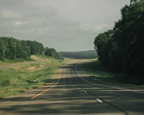 A highway in Nebraska from the road.