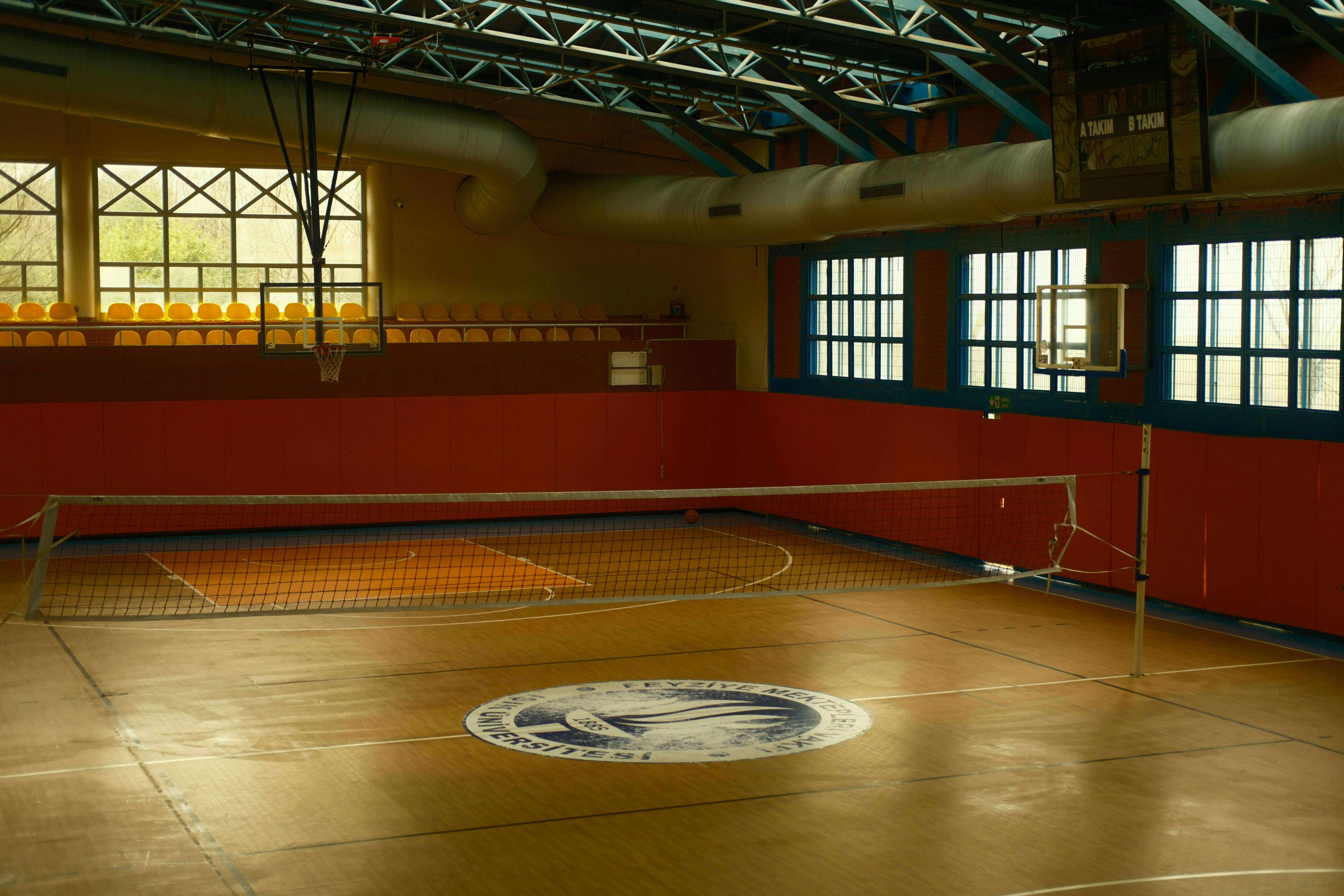 An empty gymnasium in a school.