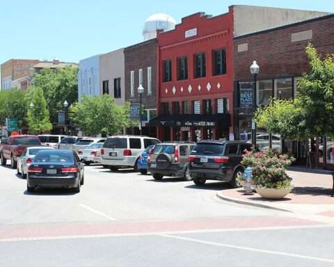 A historic main street in McKinney, Texas.