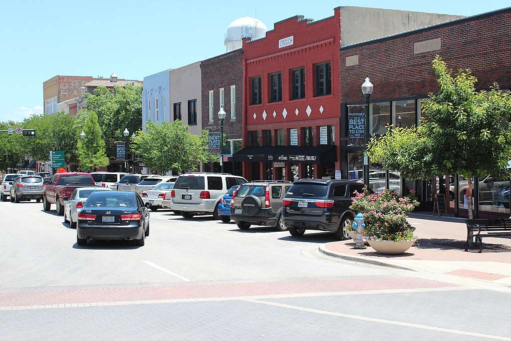 A historic main street in McKinney, Texas.