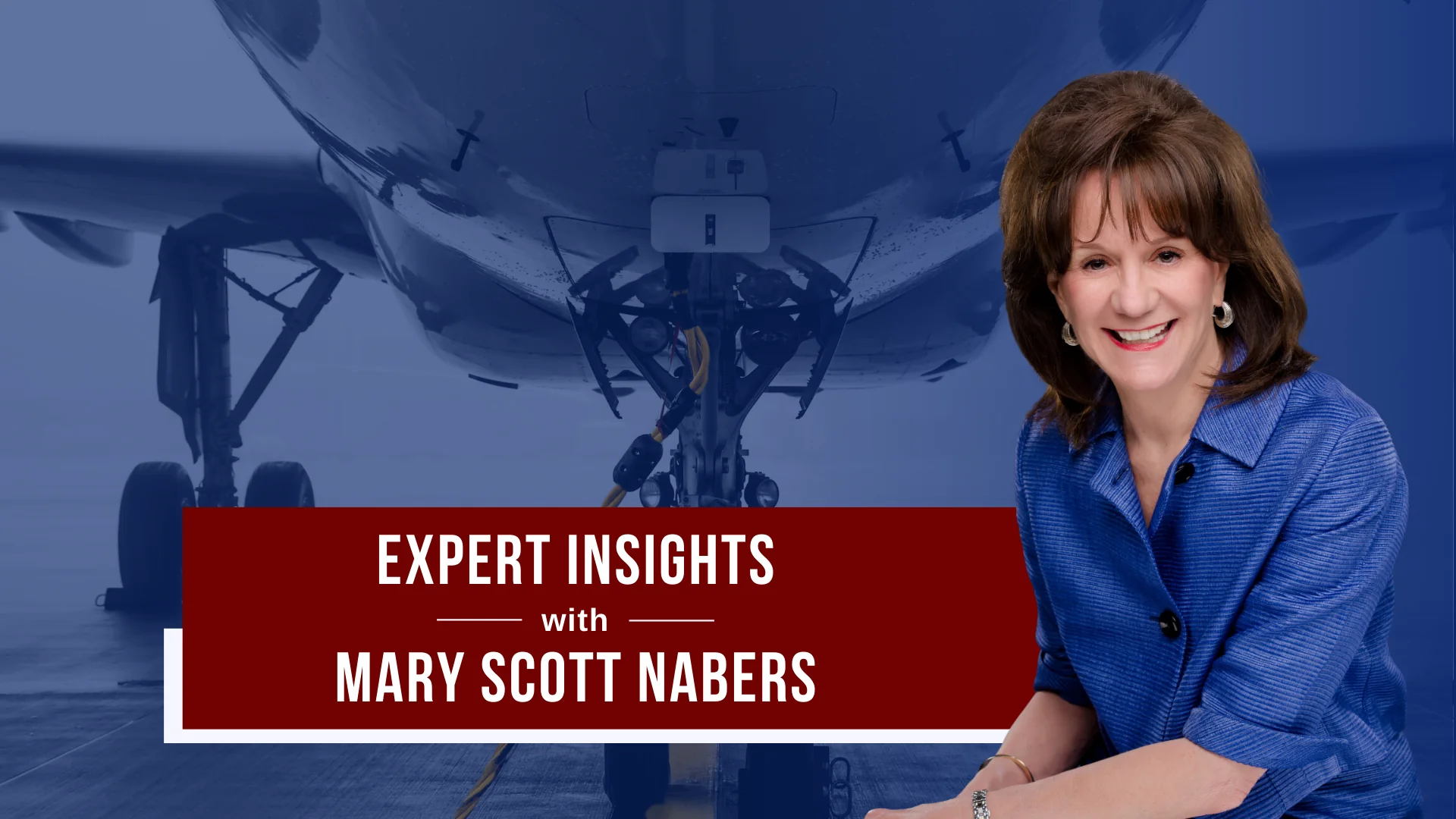 Mary Scott Nabers before a parked airplane for her weekly column about airport projects.