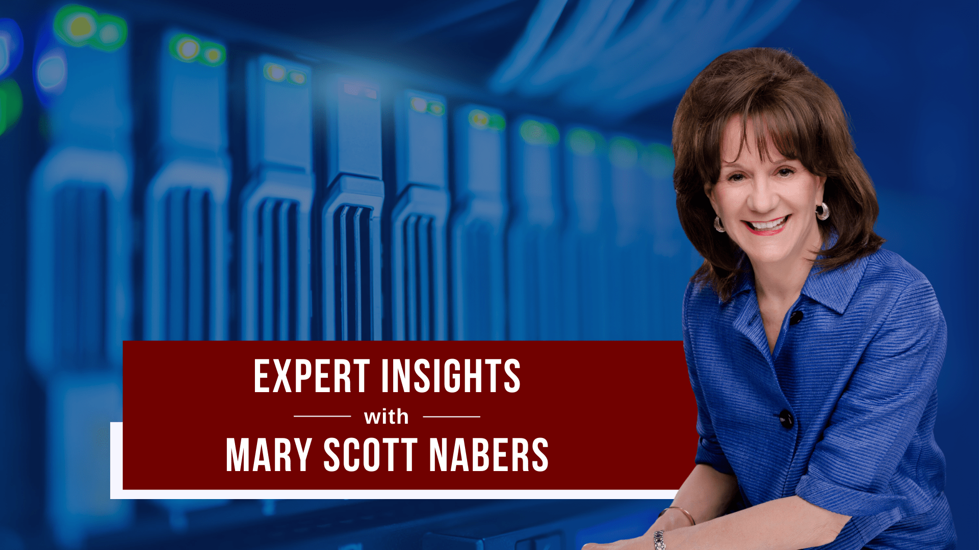 Mary Scott Nabers before a computer mainframe for her weekly column.